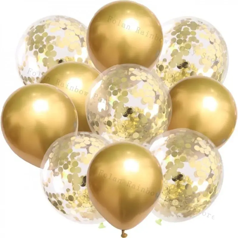 10/30/50/100Pcs 1012 Inch White Golden Balloons Pa