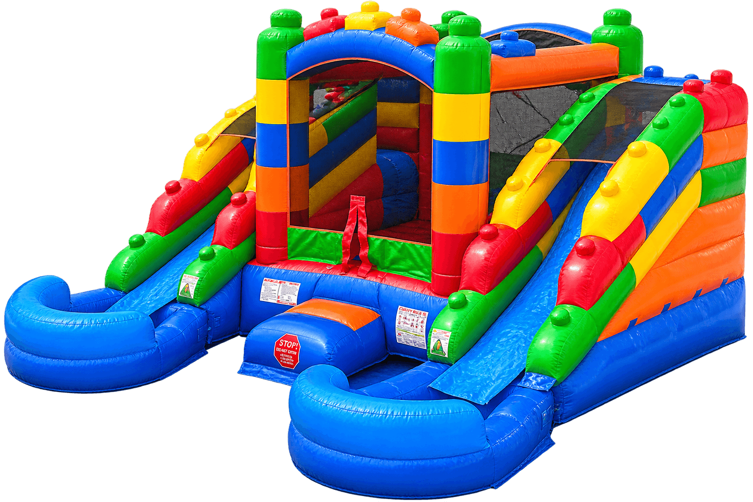 Building Blocks Bounce House with Double Slide & Pools